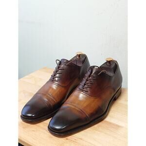 Magnanni Men’s Captoe 12M Brown Burnish Leather Oxford Dress Shoes